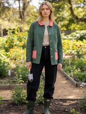Women's Green Jacket With Pink Trim, Molly Yeh